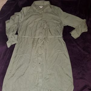 Merona Army Green Long sleeve Dress with Drawstring Size XXL